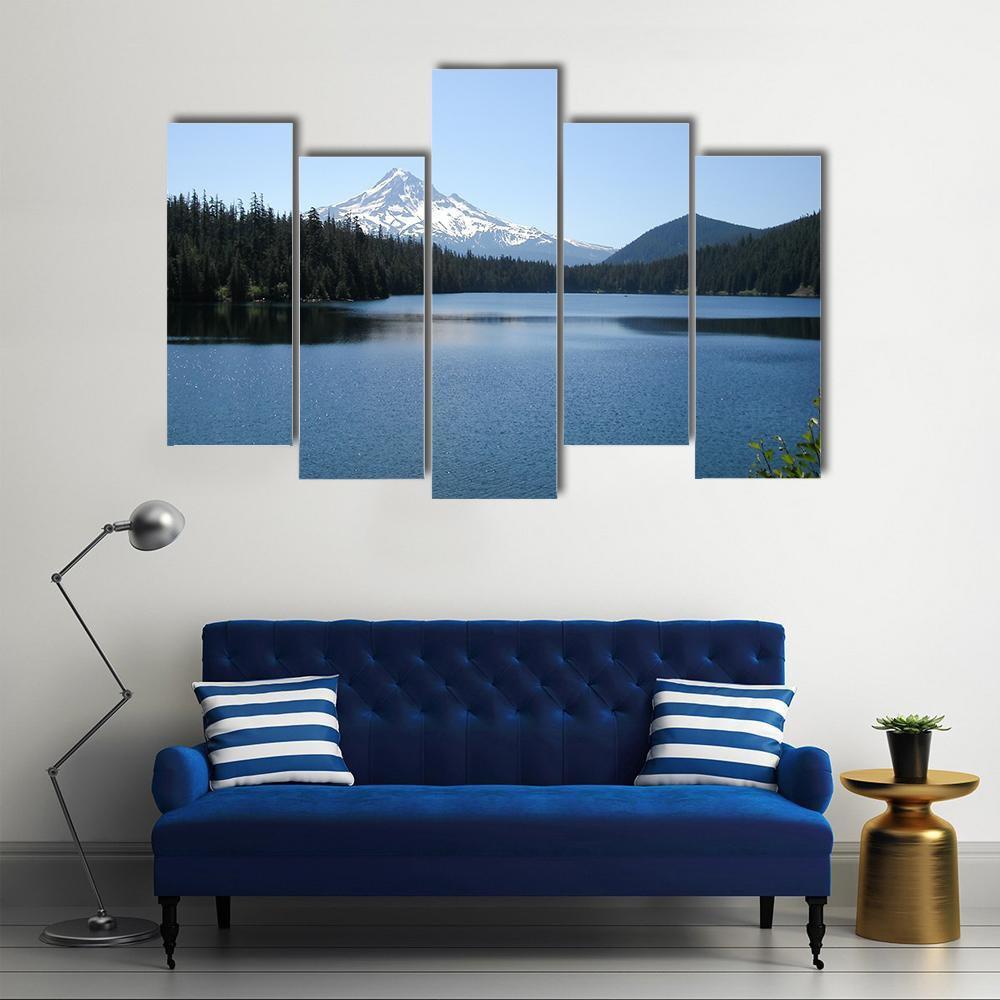 Lake With Mt Hood Canvas Wall Art-5 Pop-Gallery Wrap-47" x 32"-Tiaracle