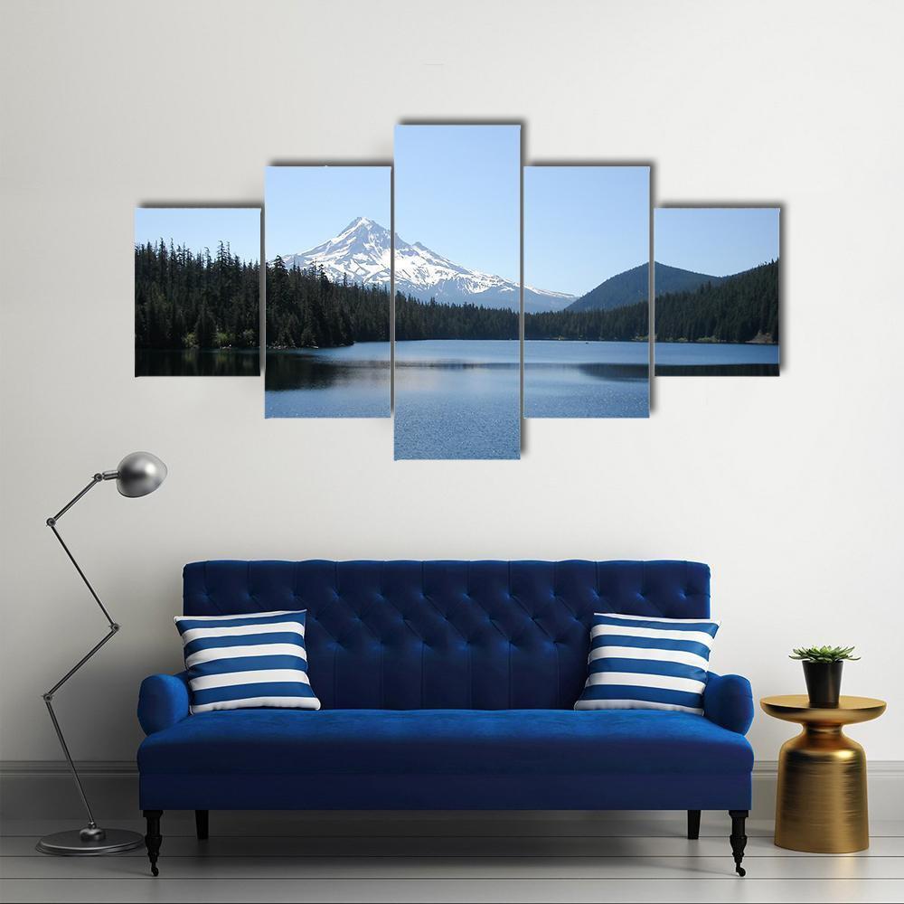 Lake With Mt Hood Canvas Wall Art-5 Star-Gallery Wrap-62" x 32"-Tiaracle