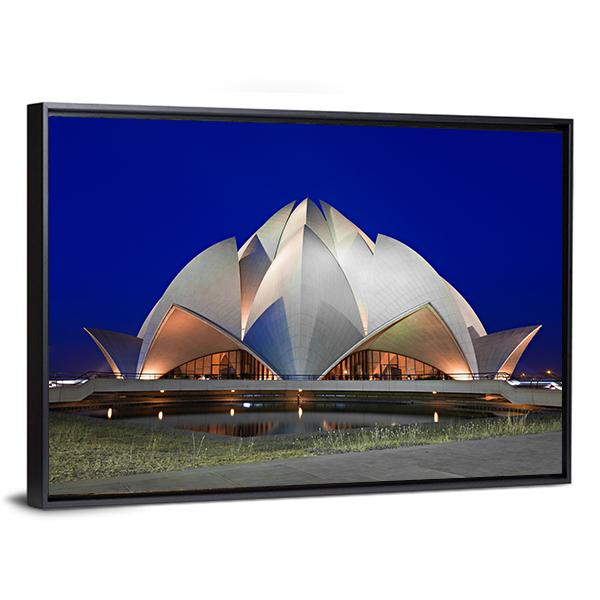 Lotus Temple At Evening Canvas Wall Art-3 Horizontal-Gallery Wrap-25" x 16"-Tiaracle