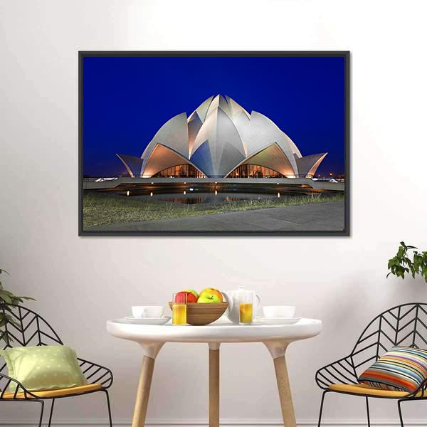 Lotus Temple At Evening Canvas Wall Art-3 Horizontal-Gallery Wrap-25" x 16"-Tiaracle