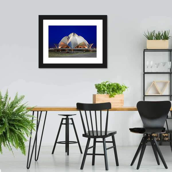 Lotus Temple At Evening Canvas Wall Art-3 Horizontal-Gallery Wrap-25" x 16"-Tiaracle