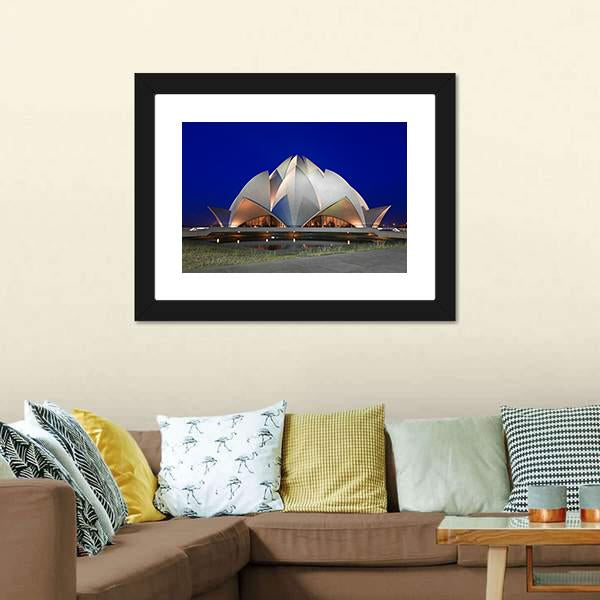 Lotus Temple At Evening Canvas Wall Art-3 Horizontal-Gallery Wrap-25" x 16"-Tiaracle