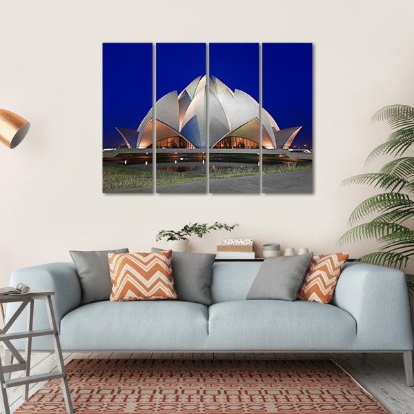 Lotus Temple At Evening Canvas Wall Art-4 Horizontal-Gallery Wrap-34&quot; x 24&quot;-Tiaracle