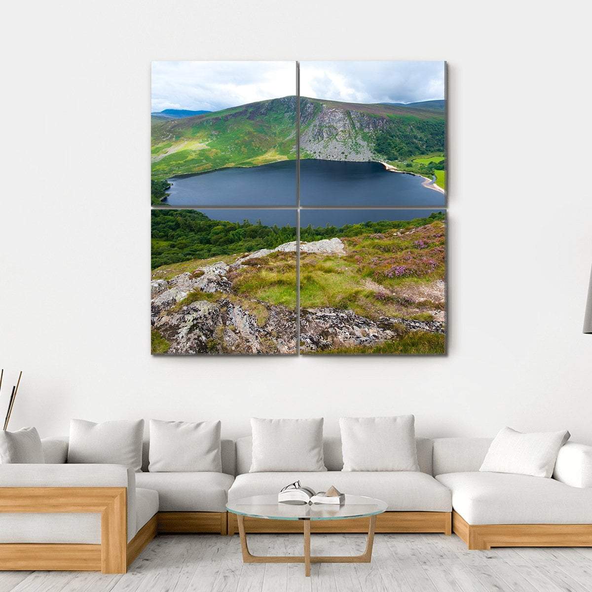 Lough Tay Lake Ireland Canvas Wall Art-4 Square-Gallery Wrap-17" x 17"-Tiaracle