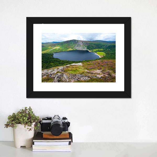 Lough Tay Lake Ireland Canvas Wall Art-1 Piece-Framed Print-20" x 16"-Tiaracle