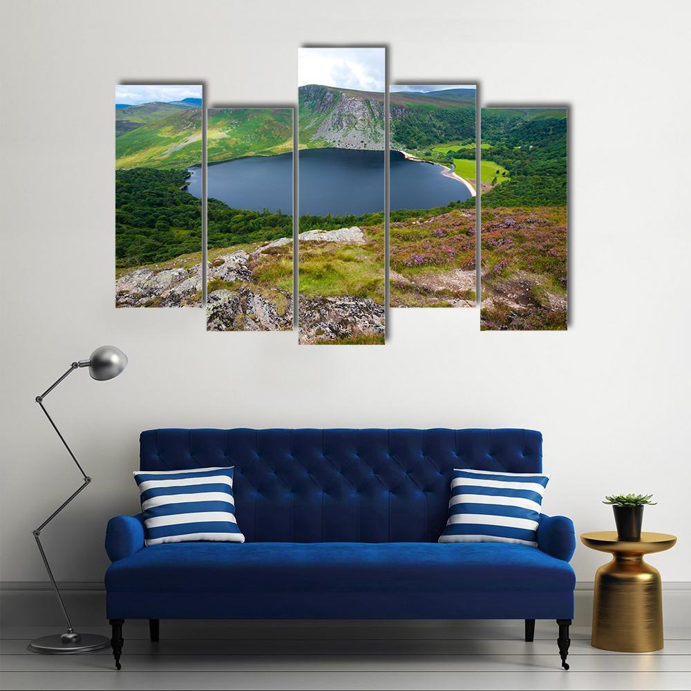 Lough Tay Lake Ireland Canvas Wall Art-5 Pop-Gallery Wrap-47" x 32"-Tiaracle