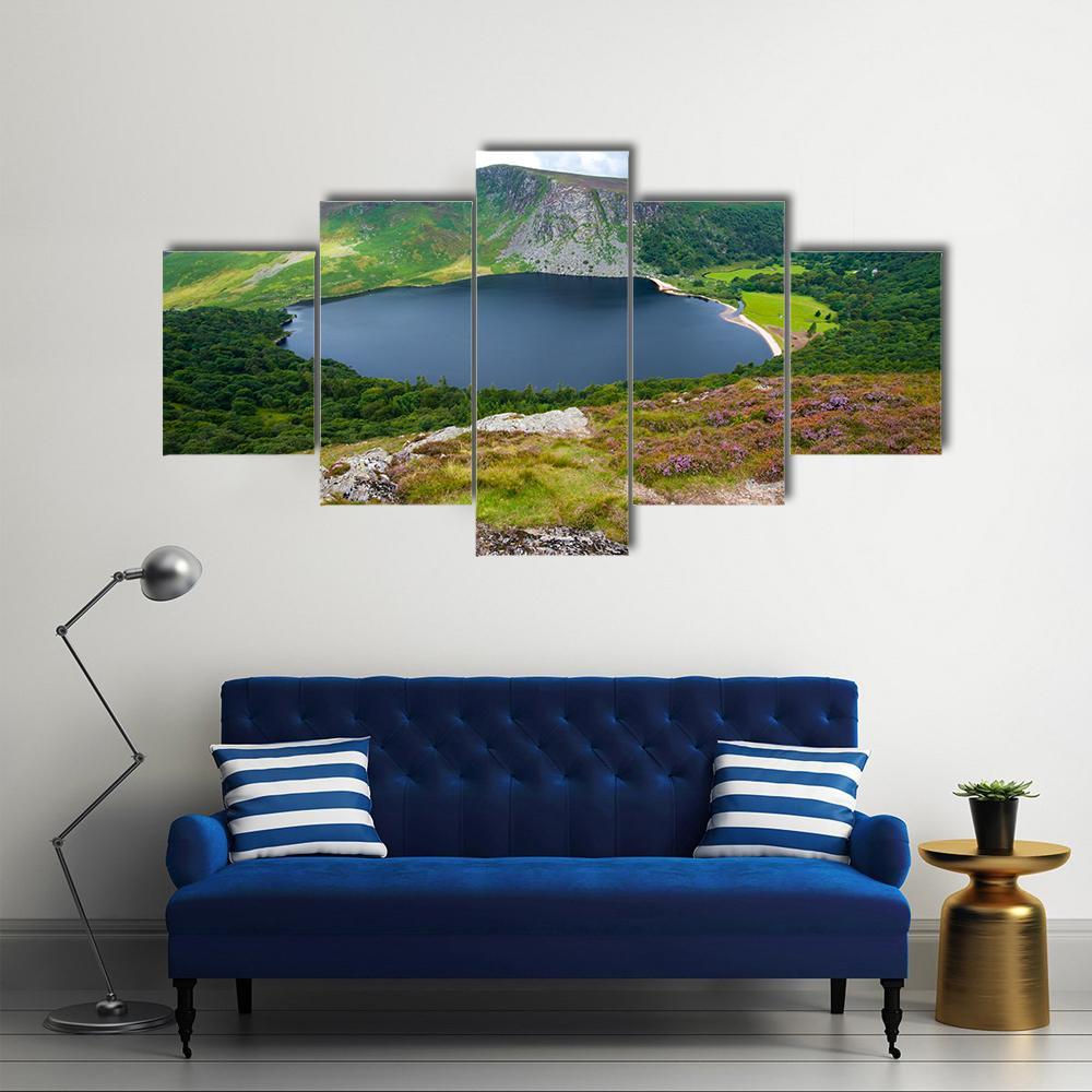 Lough Tay Lake Ireland Canvas Wall Art-5 Star-Gallery Wrap-62" x 32"-Tiaracle