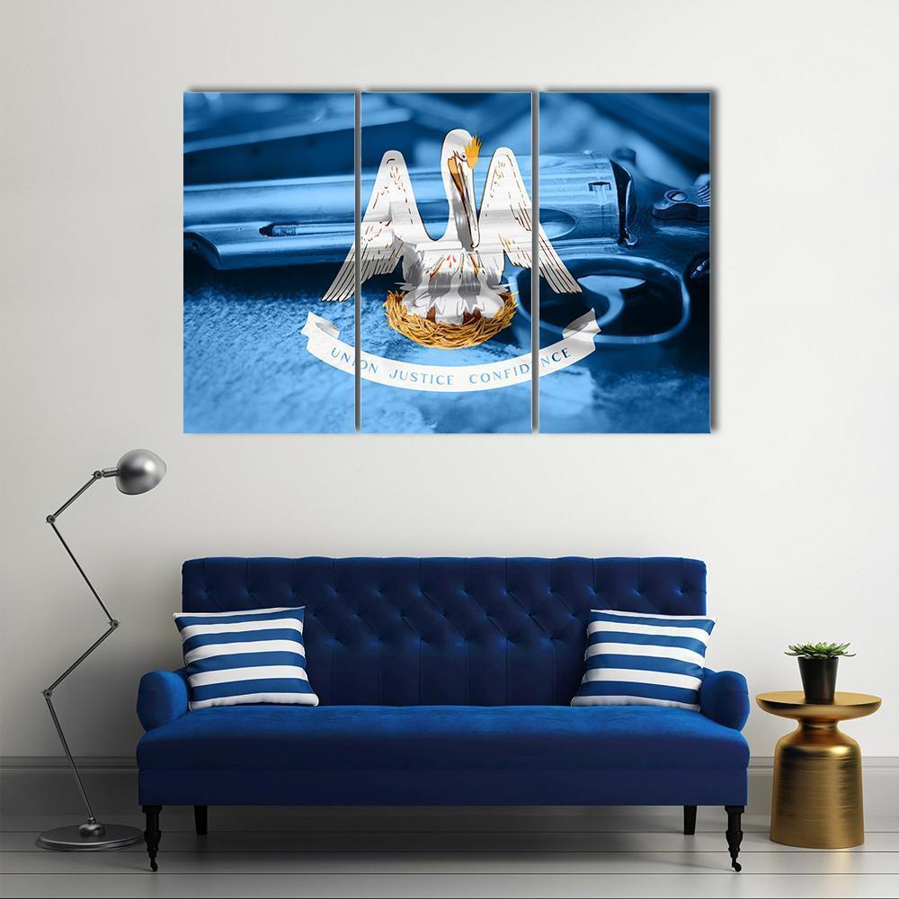Flag Of Louisiana Canvas Wall Art-3 Horizontal-Gallery Wrap-37" x 24"-Tiaracle