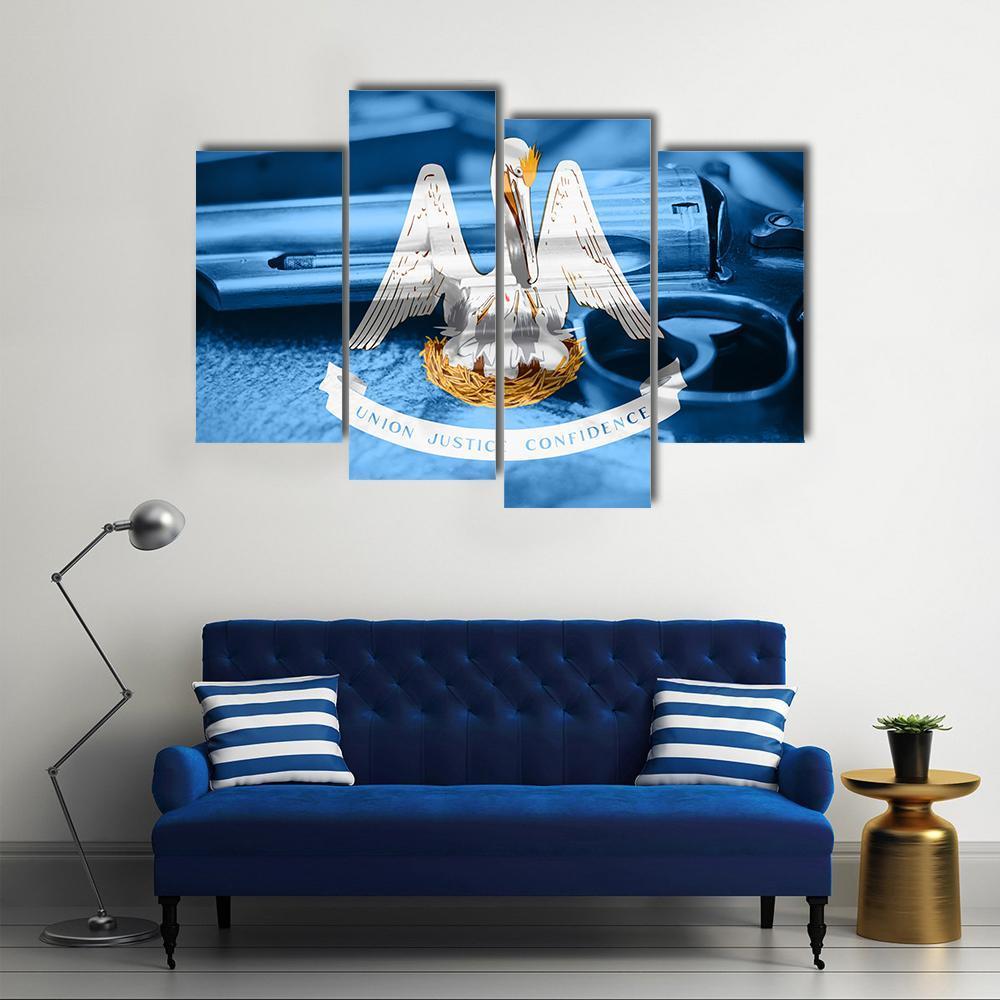 Flag Of Louisiana Canvas Wall Art-4 Pop-Gallery Wrap-50" x 32"-Tiaracle