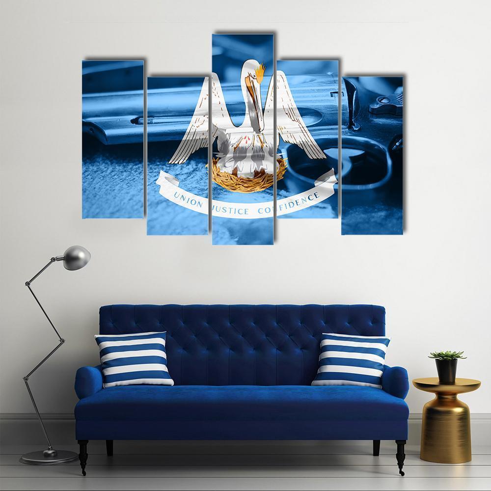 Flag Of Louisiana Canvas Wall Art-5 Pop-Gallery Wrap-47" x 32"-Tiaracle