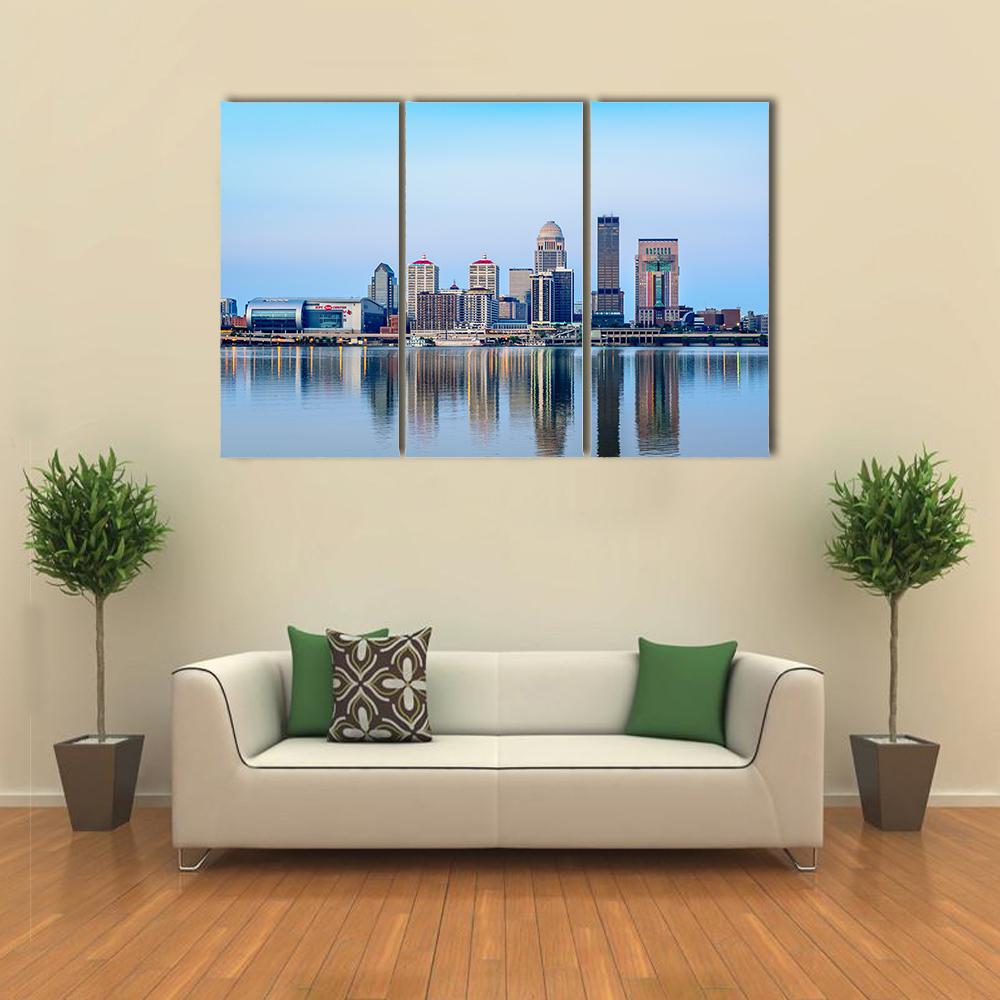 Louisville Skyline At Sunrise Canvas Wall Art-3 Horizontal-Gallery Wrap-25" x 16"-Tiaracle