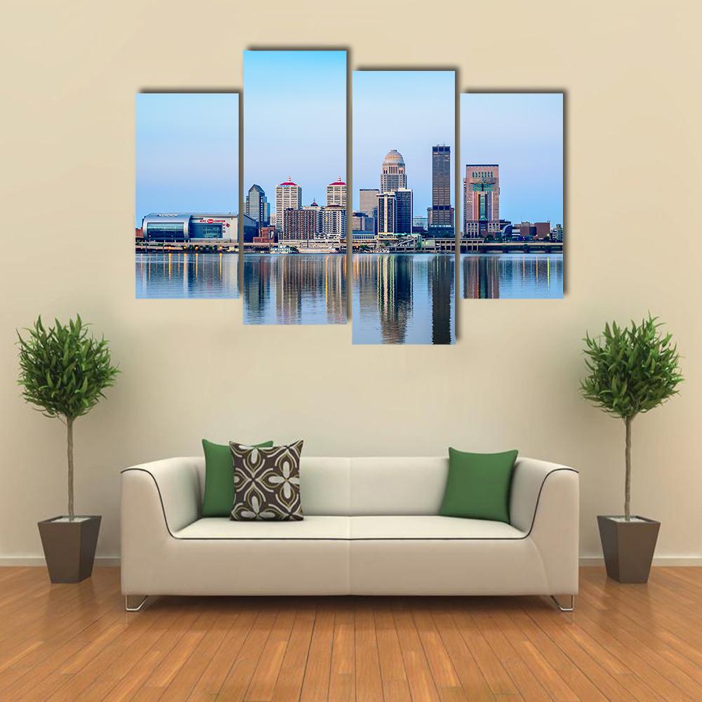 Louisville Skyline At Sunrise Canvas Wall Art-4 Pop-Gallery Wrap-34" x 20"-Tiaracle
