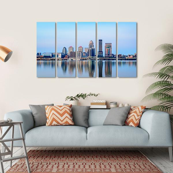 Louisville Skyline At Sunrise Canvas Wall Art-5 Horizontal-Gallery Wrap-22" x 12"-Tiaracle
