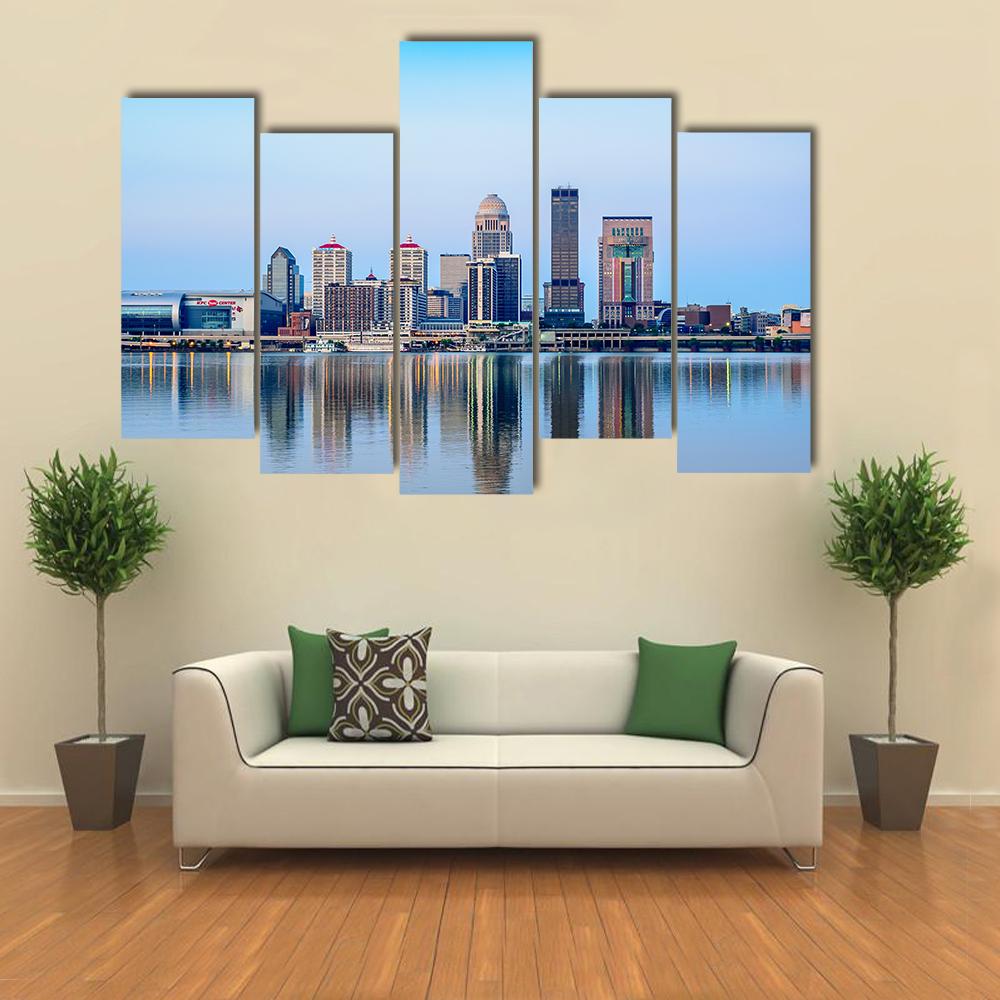 Louisville Skyline At Sunrise Canvas Wall Art-5 Pop-Gallery Wrap-32" x 21"-Tiaracle