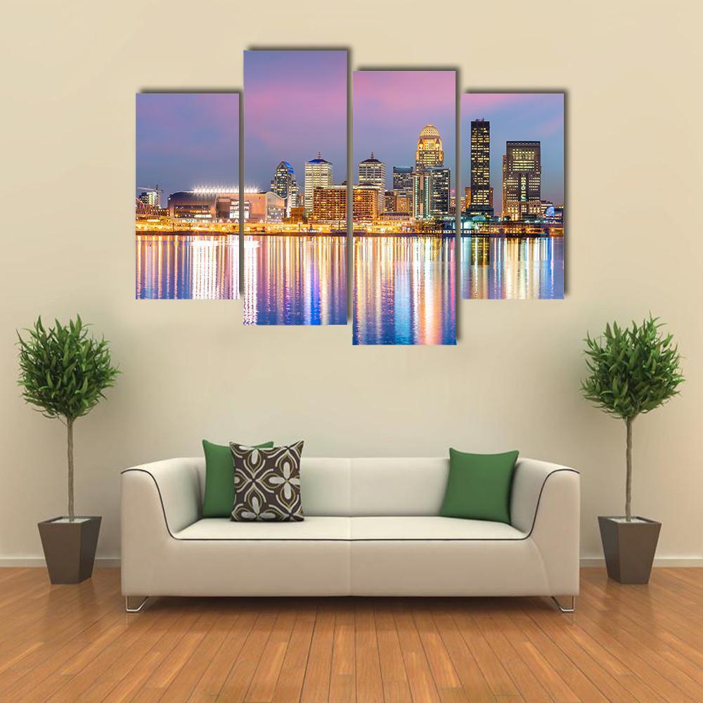 Louisville Skyline Canvas Wall Art-4 Pop-Gallery Wrap-50&quot; x 32&quot;-Tiaracle