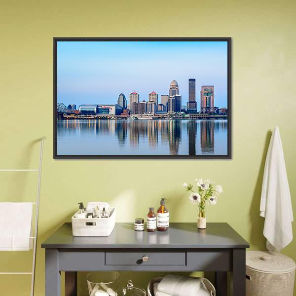 Louisville Skyline At Sunrise Canvas Wall Art-1 Piece-Floating Frame-24" x 16"-Tiaracle
