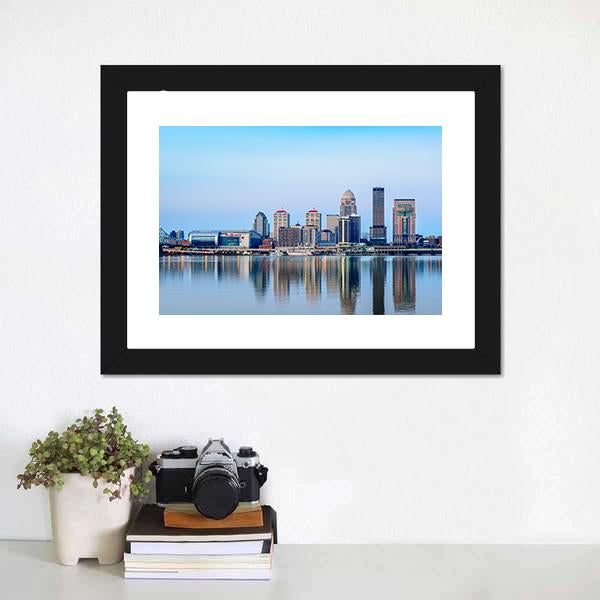 Louisville Skyline At Sunrise Canvas Wall Art-1 Piece-Framed Print-20" x 16"-Tiaracle