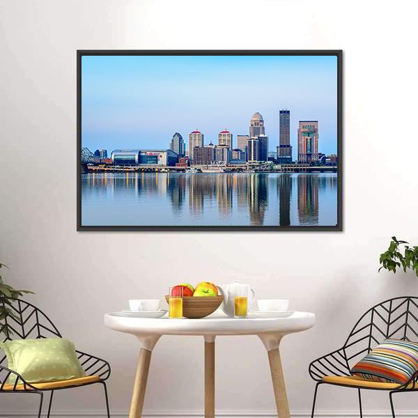 Louisville Skyline At Sunrise Canvas Wall Art-3 Horizontal-Gallery Wrap-25" x 16"-Tiaracle