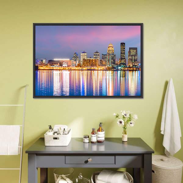 Louisville Skyline Canvas Wall Art-1 Piece-Floating Frame-24&quot; x 16&quot;-Tiaracle