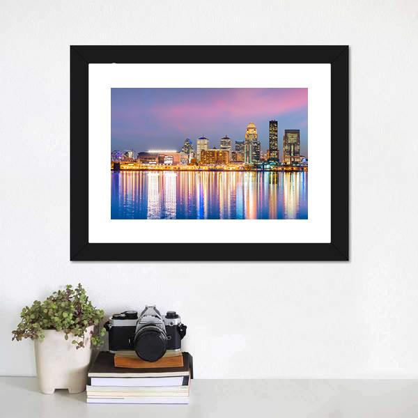 Louisville Skyline Canvas Wall Art-1 Piece-Framed Print-20&quot; x 16&quot;-Tiaracle