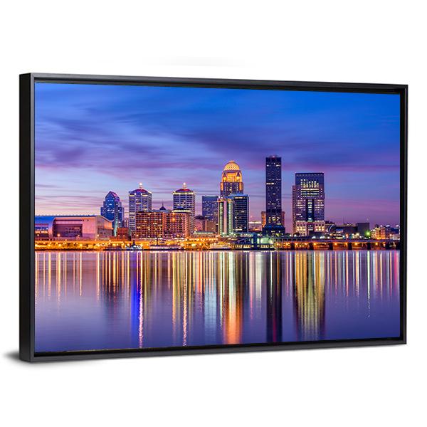 Louisville Skyline From River Canvas Wall Art-3 Horizontal-Gallery Wrap-25" x 16"-Tiaracle