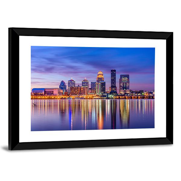 Louisville Skyline From River Canvas Wall Art-5 Horizontal-Gallery Wrap-22" x 12"-Tiaracle