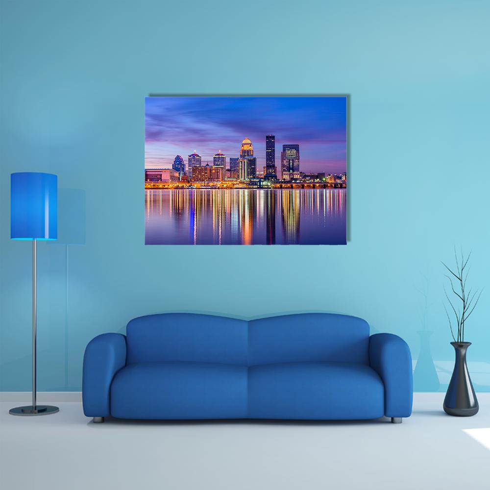 Louisville Skyline From River Canvas Wall Art-1 Piece-Gallery Wrap-36" x 24"-Tiaracle