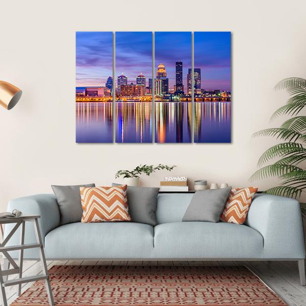 Louisville Skyline From River Canvas Wall Art-1 Piece-Gallery Wrap-36" x 24"-Tiaracle