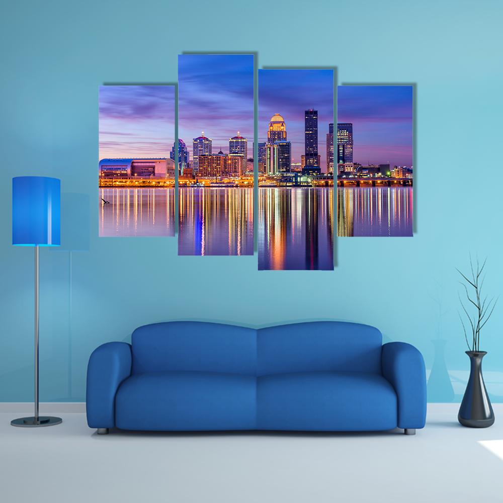 Louisville Skyline From River Canvas Wall Art-4 Pop-Gallery Wrap-34" x 20"-Tiaracle