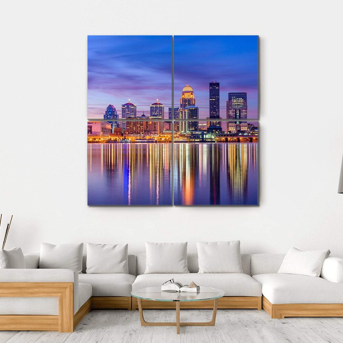 Louisville Skyline From River Canvas Wall Art-4 Square-Gallery Wrap-17" x 17"-Tiaracle