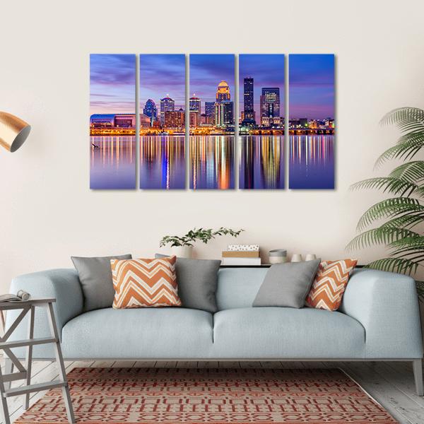 Louisville Skyline From River Canvas Wall Art-5 Horizontal-Gallery Wrap-22" x 12"-Tiaracle