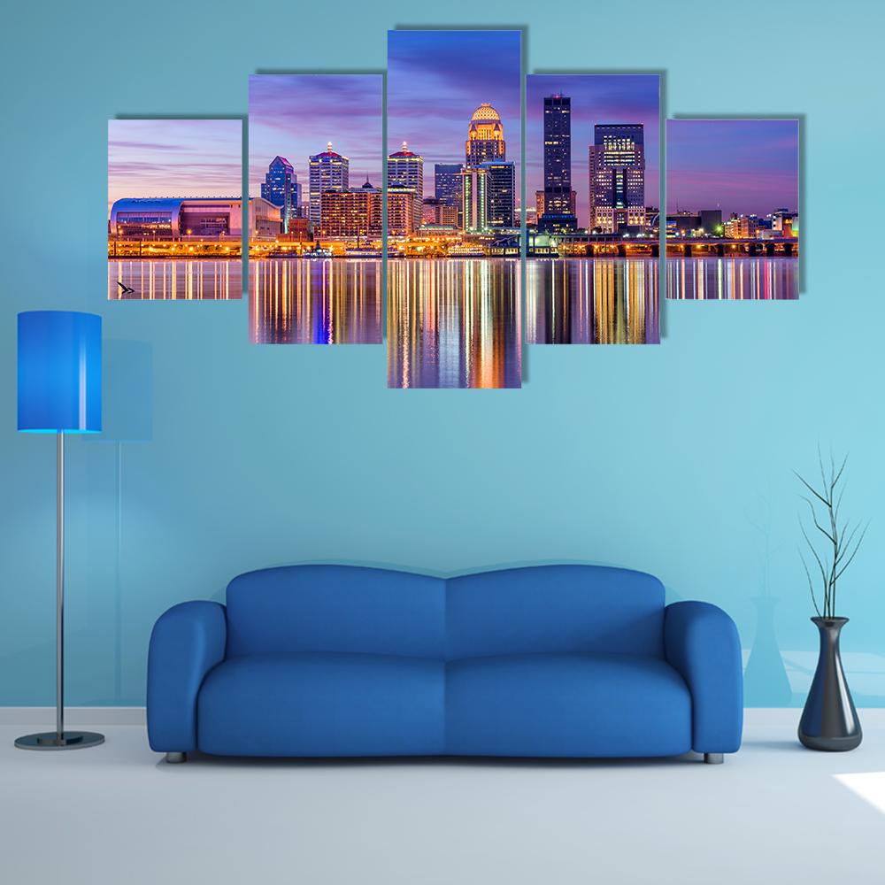 Louisville Skyline From River Canvas Wall Art-5 Star-Gallery Wrap-42" x 21"-Tiaracle