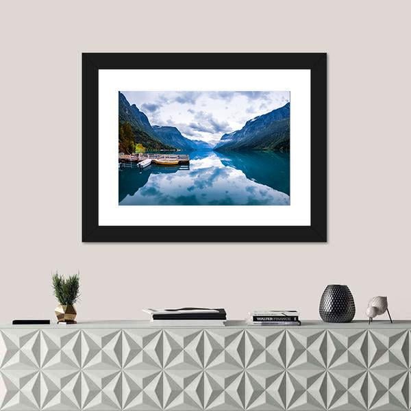 Lovatnet Lake Canvas Wall Art-1 Piece-Framed Print-20" x 16"-Tiaracle