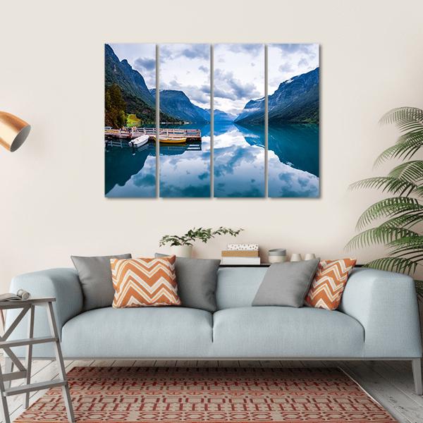 Lovatnet Lake Canvas Wall Art-4 Horizontal-Gallery Wrap-34" x 24"-Tiaracle