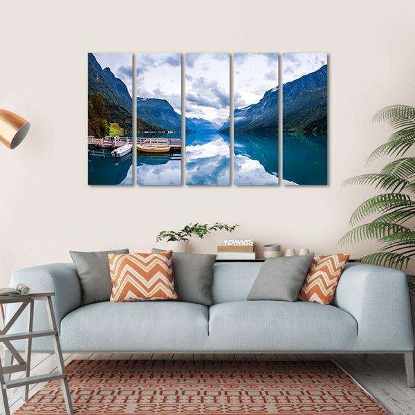 Lovatnet Lake Canvas Wall Art-5 Horizontal-Gallery Wrap-22" x 12"-Tiaracle