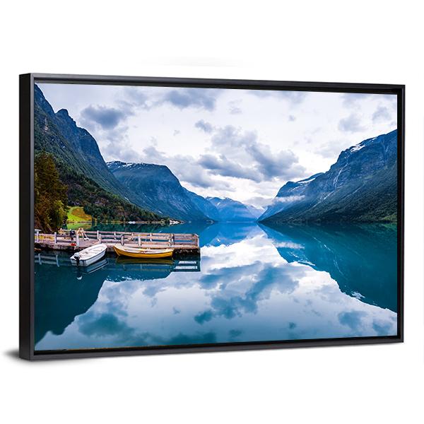Lovatnet Lake Canvas Wall Art-3 Horizontal-Gallery Wrap-25" x 16"-Tiaracle