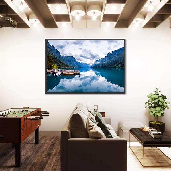 Lovatnet Lake Canvas Wall Art-5 Horizontal-Gallery Wrap-22" x 12"-Tiaracle