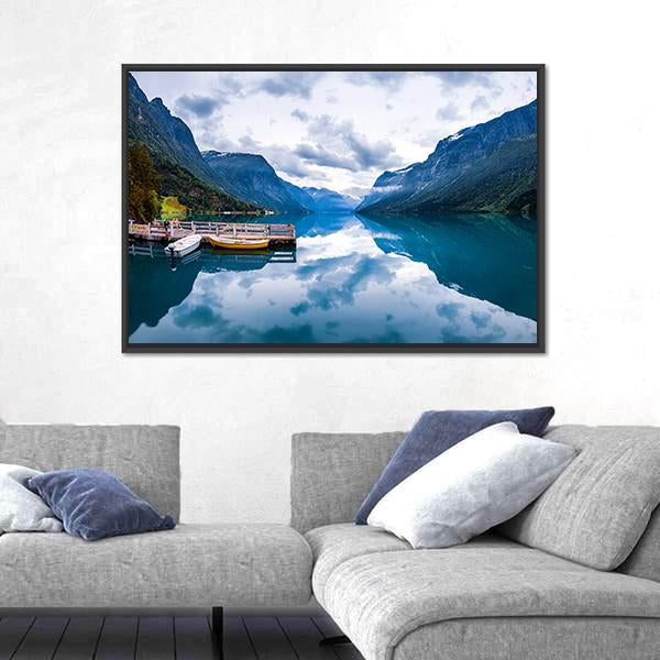 Lovatnet Lake Canvas Wall Art-3 Horizontal-Gallery Wrap-25" x 16"-Tiaracle