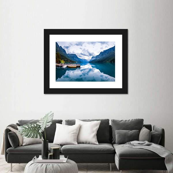 Lovatnet Lake Canvas Wall Art-3 Horizontal-Gallery Wrap-25" x 16"-Tiaracle