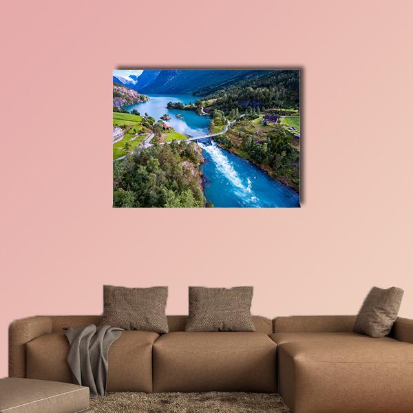 Lovatnet Lake In Norway Canvas Wall Art-4 Horizontal-Gallery Wrap-34" x 24"-Tiaracle