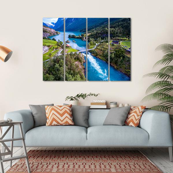 Lovatnet Lake In Norway Canvas Wall Art-4 Horizontal-Gallery Wrap-34" x 24"-Tiaracle