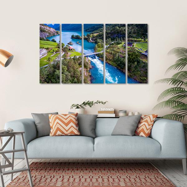 Lovatnet Lake In Norway Canvas Wall Art-5 Horizontal-Gallery Wrap-22" x 12"-Tiaracle