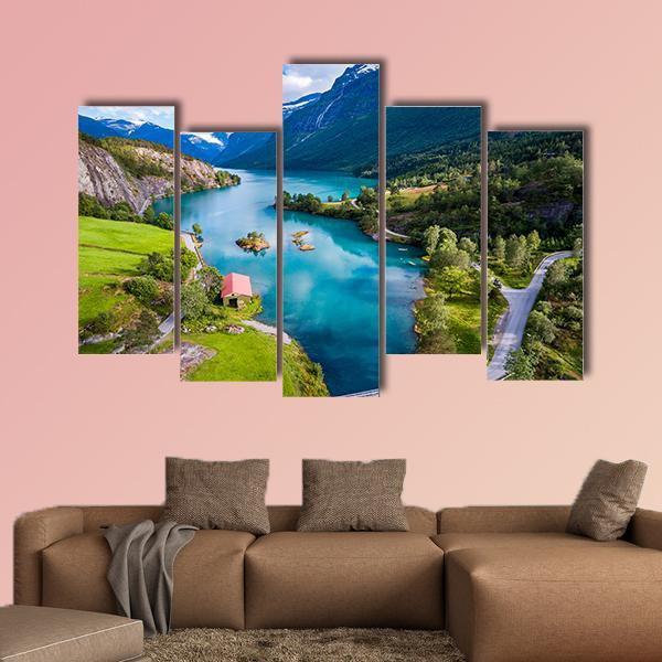 Lake Lovatnet Norway Canvas Wall Art-5 Pop-Gallery Wrap-47" x 32"-Tiaracle