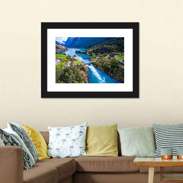 Lovatnet Lake In Norway Vertical Canvas Wall Art-3 Vertical-Gallery Wrap-12" x 25"-Tiaracle