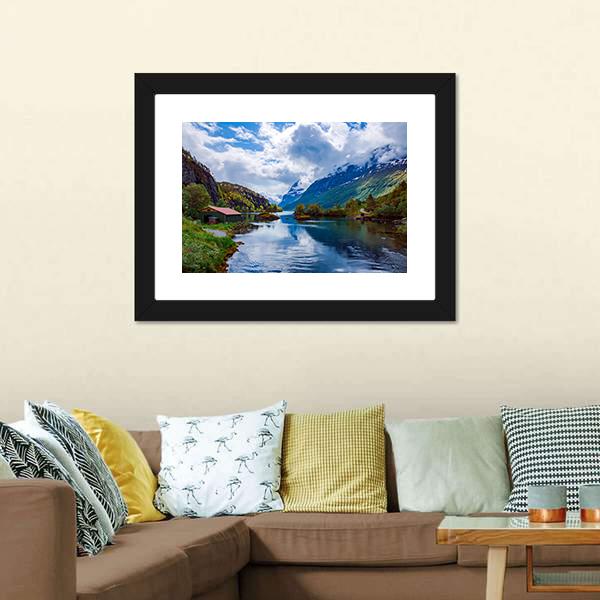 Lovatnet Lake Norway Canvas Wall Art-3 Horizontal-Gallery Wrap-25" x 16"-Tiaracle