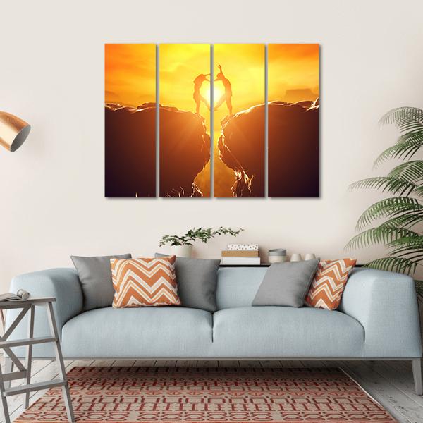 Love Couple In Rocky Mountains Canvas Wall Art-4 Horizontal-Gallery Wrap-34" x 24"-Tiaracle