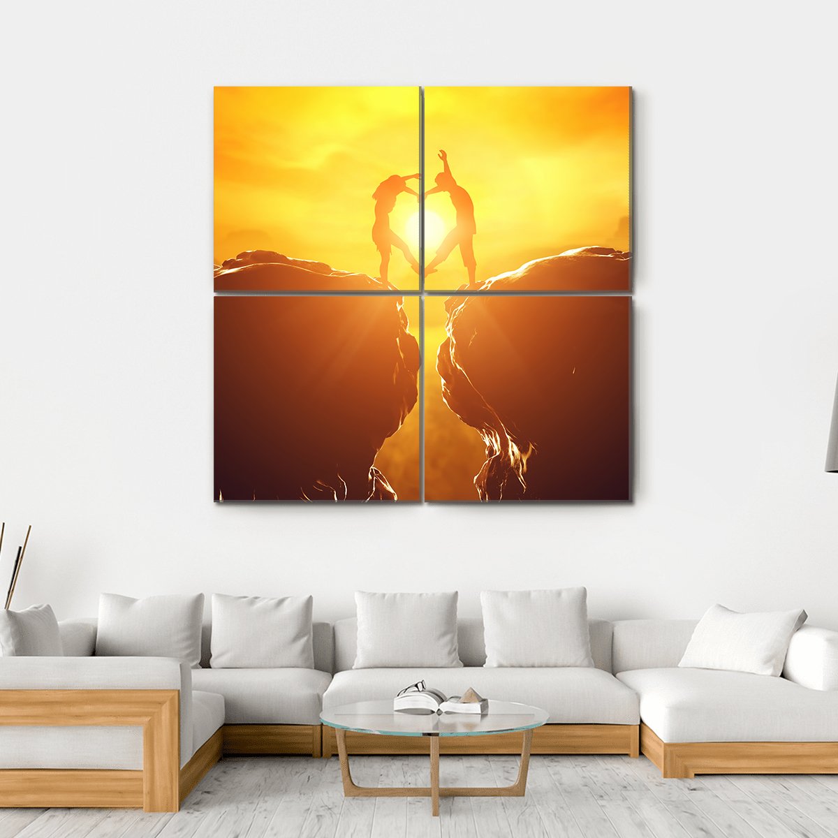 Love Couple In Rocky Mountains Canvas Wall Art-4 Square-Gallery Wrap-17" x 17"-Tiaracle