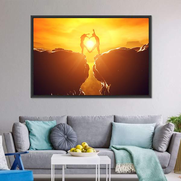 Love Couple In Rocky Mountains Panoramic Canvas Wall Art-1 Piece-36" x 12"-Tiaracle