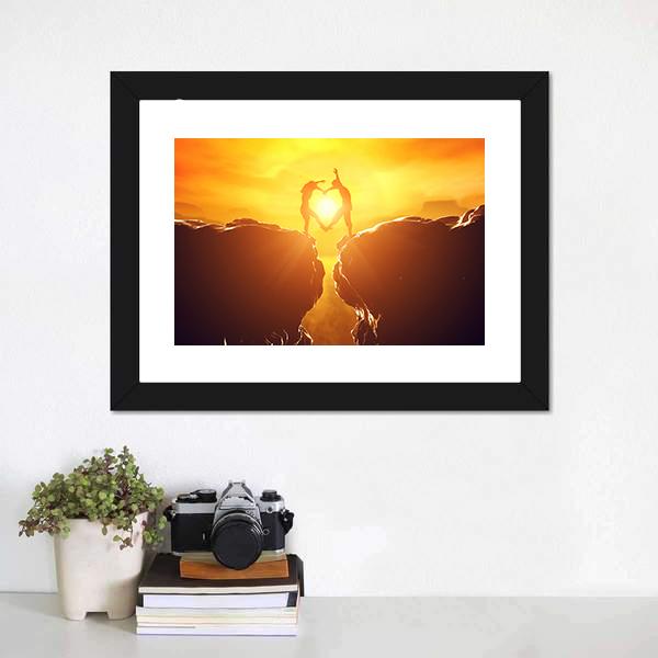 Love Couple In Rocky Mountains Panoramic Canvas Wall Art-1 Piece-36" x 12"-Tiaracle