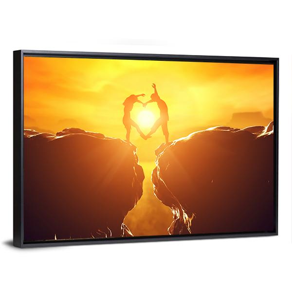 Love Couple In Rocky Mountains Panoramic Canvas Wall Art-1 Piece-36" x 12"-Tiaracle